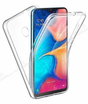 Eiroo Protection Samsung Galaxy A20S 360 Derece Koruma Şeffaf Silikon Kılıf - 1