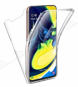 Eiroo Protection Samsung Galaxy A80 360 Derece Koruma Şeffaf Silikon Kılıf - 1