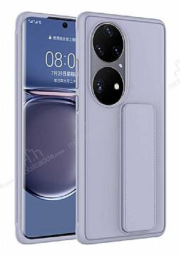 Eiroo Qstand Huawei P50 Pro Gri Silikon Kılıf - 1