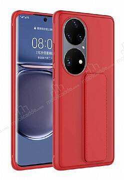 Eiroo Qstand Huawei P50 Pro Kırmızı Silikon Kılıf - 1