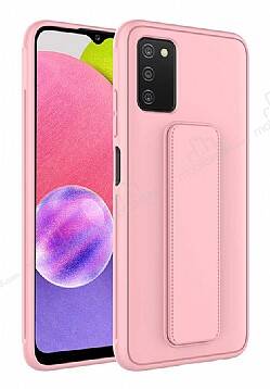 Eiroo Qstand Samsung Galaxy A03s Pembe Silikon Kılıf - 1