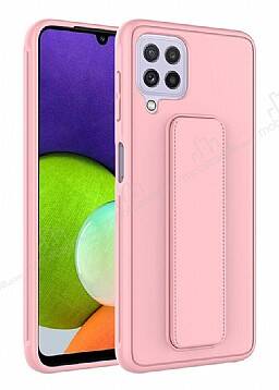 Eiroo Qstand Samsung Galaxy M22 Pembe Silikon Kılıf - 1