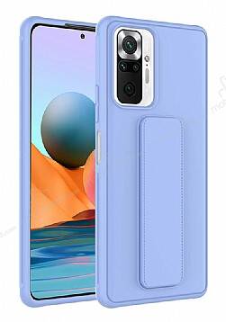 Eiroo Qstand Xiaomi Redmi Note 10 Pro Lila Silikon Kılıf - 1