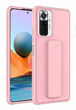 Eiroo Qstand Xiaomi Redmi Note 10 Pro Pembe Silikon Kılıf - 1