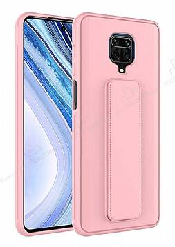 Eiroo Qstand Xiaomi Redmi Note 9 Pro Max Pembe Silikon Kılıf - 1