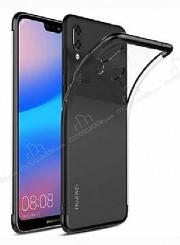 Eiroo Radiant Huawei Y6 2019 Siyah Kenarlı Şeffaf Silikon Kılıf - 1