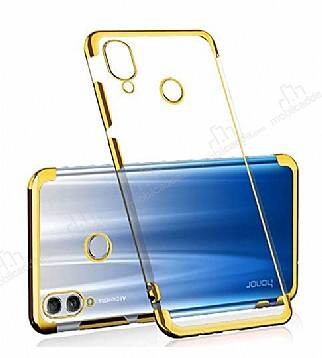 Eiroo Radiant Huawei Y7 2019 Gold Kenarlı Şeffaf Rubber Kılıf - 1