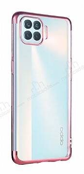 Eiroo Radiant Oppo Reno4 Lite Rose Gold Kenarlı Şeffaf Silikon Kılıf - 1