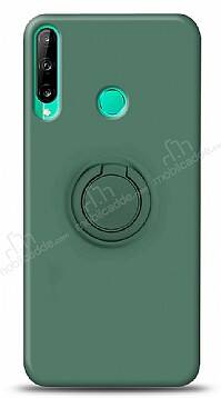 Eiroo Ring Color Huawei P40 Lite E Yüzük Tutuculu Koyu Yeşil Silikon Kılıf - 1