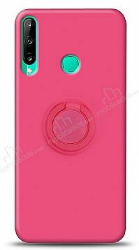 Eiroo Ring Color Huawei P40 Lite E Yüzük Tutuculu Pembe Silikon Kılıf - 1