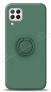 Eiroo Ring Color Huawei P40 Lite Yüzük Tutuculu Koyu Yeşil Silikon Kılıf - 1