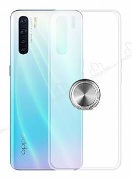 Eiroo Ring Crystal Oppo A91 Füme Yüzüklü Silikon Kılıf - 1