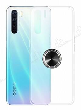 Eiroo Ring Crystal Oppo A91 Siyah Yüzüklü Silikon Kılıf - 1