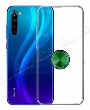 Eiroo Ring Crystal Xiaomi Redmi Note 8 Yeşil Yüzüklü Silikon Kılıf - 1