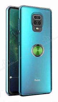 Eiroo Ring Crystal Xiaomi Redmi Note 9 Pro Yeşil Yüzüklü Silikon Kılıf - 1