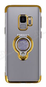 Eiroo Ring Laser Samsung Galaxy S9 Selfie Yüzüklü Gold Silikon Kılıf - 1