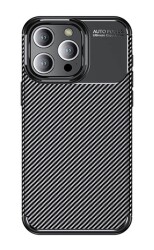 Eiroo Rugged Carbon iPhone 15 Pro Max Siyah Silikon Kılıf - 1