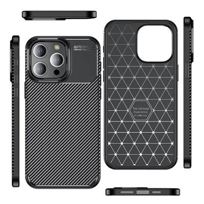 Eiroo Rugged Carbon iPhone 15 Pro Max Siyah Silikon Kılıf - 7