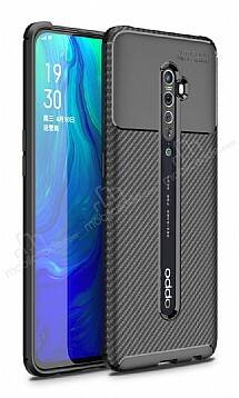 Eiroo Rugged Carbon Oppo Reno2 Z Siyah Silikon Kılıf - 1