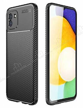 Eiroo Rugged Carbon Samsung Galaxy A03 Siyah Silikon Kılıf - 1