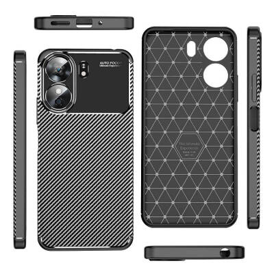 Eiroo Rugged Carbon Xiaomi Poco C65 Siyah Silikon Kılıf - 4