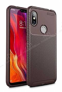 Eiroo Rugged Carbon Xiaomi Redmi Note 6 Pro Kahverengi Silikon Kılıf - 1