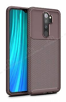 Eiroo Rugged Carbon Xiaomi Redmi Note 8 Pro Kahverengi Silikon Kılıf - 1