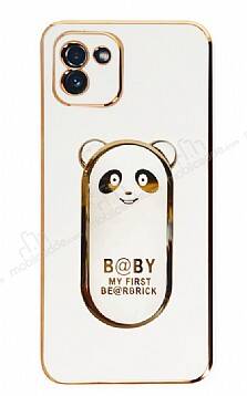 Eiroo Samsung Galaxy A03 Baby Panda Standlı Beyaz Silikon Kılıf - 1