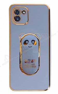 Eiroo Samsung Galaxy A03 Baby Panda Standlı Mavi Silikon Kılıf - 1