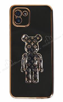 Eiroo Samsung Galaxy A03 Bearbrick Standlı Siyah Silikon Kılıf - 1