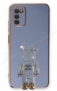 Eiroo Samsung Galaxy A03s Baby Bear Standlı Mavi Silikon Kılıf - 1