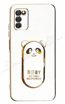 Eiroo Samsung Galaxy A03s Baby Panda Standlı Beyaz Silikon Kılıf - 1