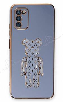 Eiroo Samsung Galaxy A03s Bearbrick Standlı Mavi Silikon Kılıf - 1