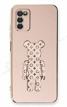 Eiroo Samsung Galaxy A03s Bearbrick Standlı Pembe Silikon Kılıf - 1