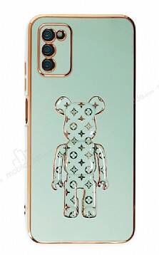 Eiroo Samsung Galaxy A03s Bearbrick Standlı Yeşil Silikon Kılıf - 1