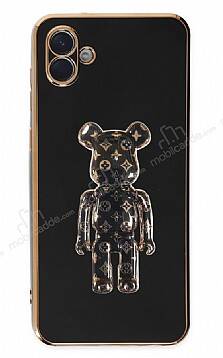 Eiroo Samsung Galaxy A04 Bearbrick Standlı Siyah Silikon Kılıf - 1