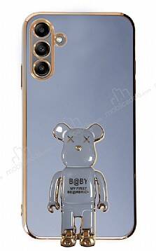 Eiroo Samsung Galaxy A04s Baby Bear Standlı Mavi Silikon Kılıf - 1