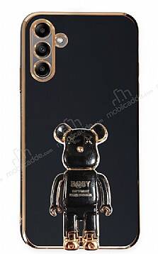 Eiroo Samsung Galaxy A04s Baby Bear Standlı Siyah Silikon Kılıf - 1