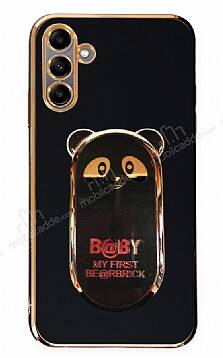 Eiroo Samsung Galaxy A04s Baby Panda Standlı Siyah Silikon Kılıf - 1