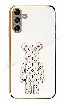 Eiroo Samsung Galaxy A04s Bearbrick Standlı Beyaz Silikon Kılıf - 1