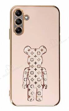 Eiroo Samsung Galaxy A04s Bearbrick Standlı Pembe Silikon Kılıf - 1