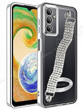 Eiroo Samsung Galaxy A04s Su Yolu Zincirli Silver Silikon Kılıf - 1