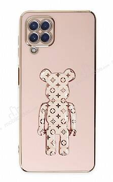 Eiroo Samsung Galaxy A12 / M12 Bearbrick Standlı Pembe Silikon Kılıf - 1