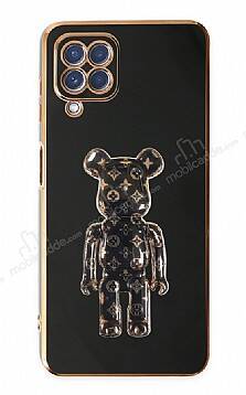 Eiroo Samsung Galaxy A12 / M12 Bearbrick Standlı Siyah Silikon Kılıf - 1