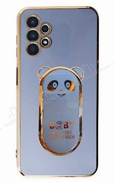 Eiroo Samsung Galaxy A13 4G Baby Panda Standlı Mavi Silikon Kılıf - 1