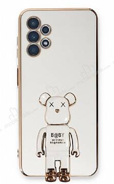 Eiroo Samsung Galaxy A13 Baby Bear Standlı Beyaz Silikon Kılıf - 1