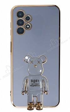 Eiroo Samsung Galaxy A13 Baby Bear Standlı Mavi Silikon Kılıf - 1