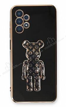 Eiroo Samsung Galaxy A13 Bearbrick Standlı Siyah Silikon Kılıf - 1