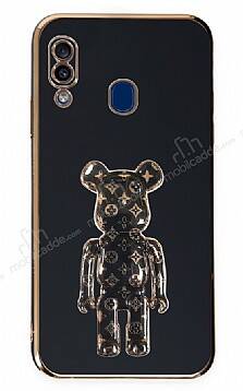 Eiroo Samsung Galaxy A20 / A30 Bearbrick Standlı Siyah Silikon Kılıf - 1