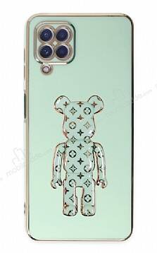 Eiroo Samsung Galaxy A22 4G Bearbrick Standlı Yeşil Silikon Kılıf - 1